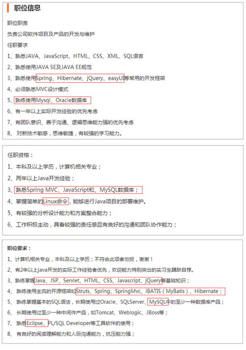 java招聘岗位要求,java招聘需要哪些技能